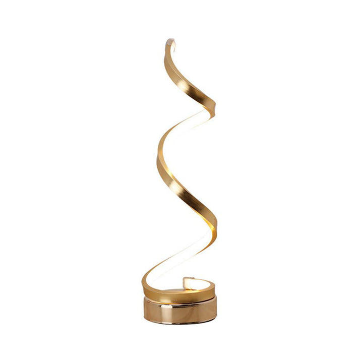 Spiral Ribbon Metal Table Lamp Simplicity Black/White/Gold LED Work Lighting with Round Base in Warm/White Light | Kalsten