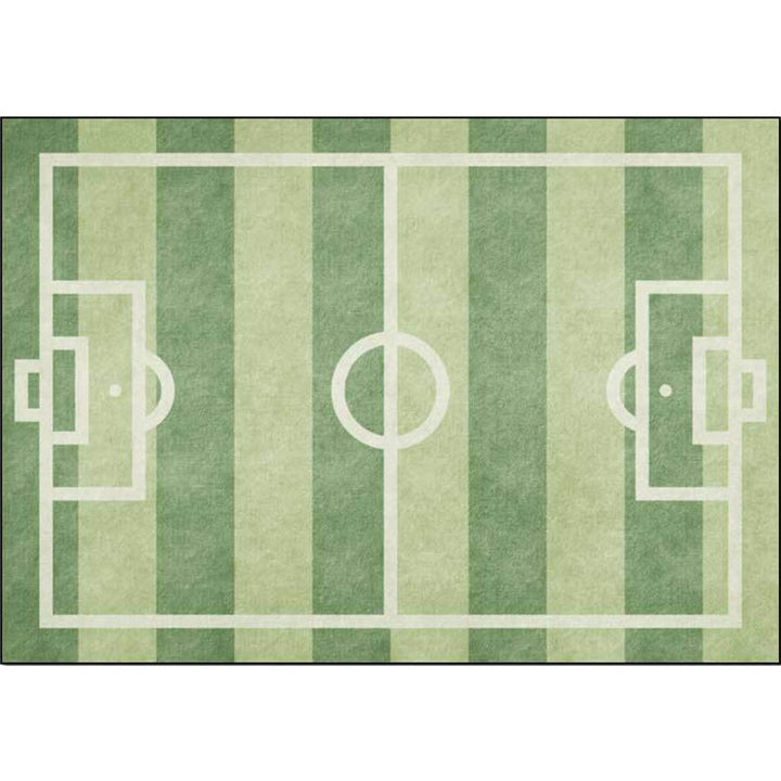 Kalsten | Creative Football Field Pattern Rug Green Kids Rug Polyester Pet Friendly Washable Non-slip Area Rug for Decoration