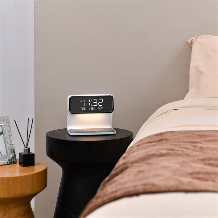 3-in-1 Bedside Lamp with Wireless Charger – LCD Alarm Clock & Touch Dimmable LED Table Lamp | Kalsten