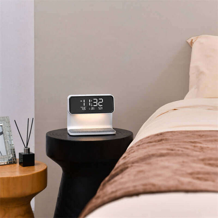Creative 3 In 1 Bedside Lamp Wireless Charging LCD Screen Alarm Clock  Wireless Phone Charger | Kalsten