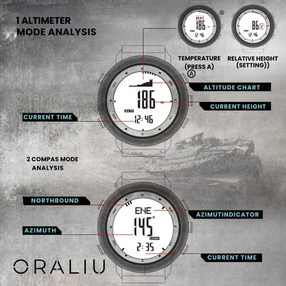Skanto | Outdoor Sports Watch – Waterproof 50M, Barometer, Altimeter & Compass