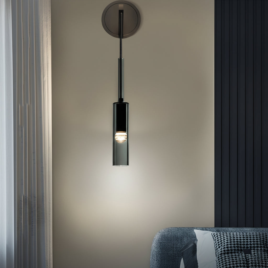 LED Wall Sconce Light – Nordic Smoked Glass Copper (42x7cm / 16.5x2.8in) | Kalsten