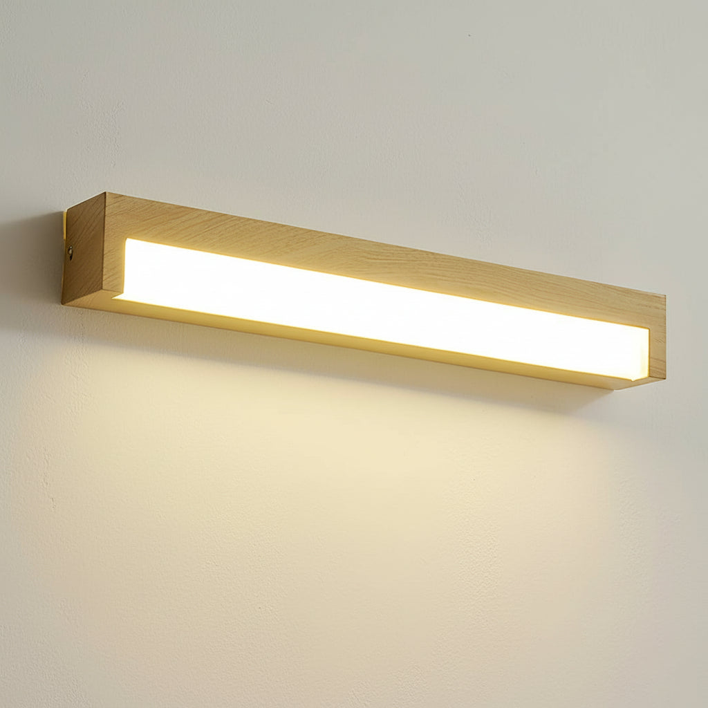 LED Wall Sconce Light – Modern Minimalist Geometric Wood Grain Iron (30x10cm / 11.8x3.9in) | Kalsten