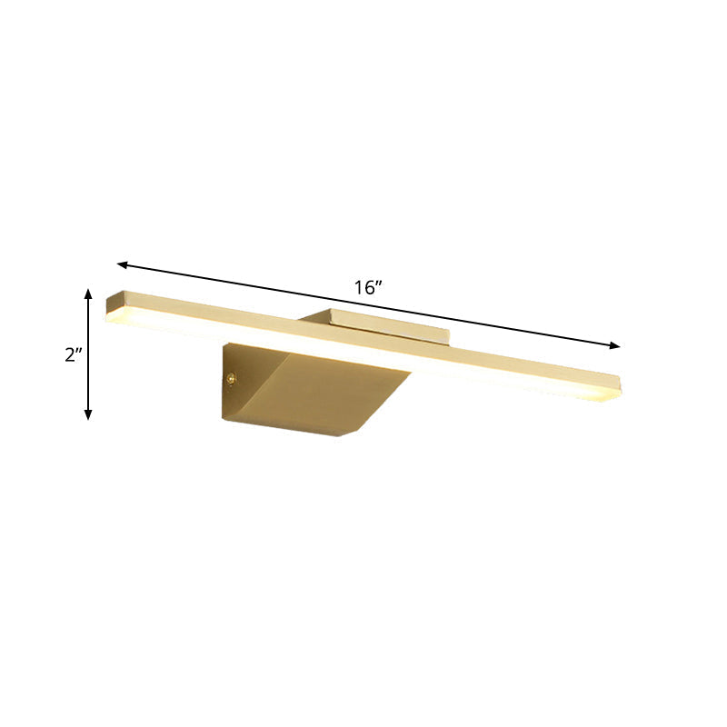 16"/21.5" W Metallic Streamlined Wall Lamp Simplicity LED Gold Vanity Sconce Light for Bathroom | Kalsten