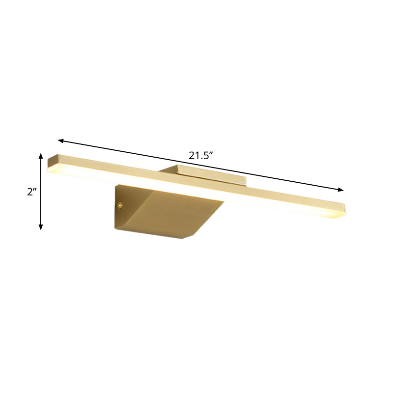 16"/21.5" W Metallic Streamlined Wall Lamp Simplicity LED Gold Vanity Sconce Light for Bathroom | Kalsten