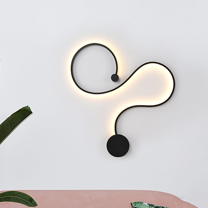 Metal Snake-Like Wall Sconce Lighting Simplicity 25.5"/50" W LED Wall Mount Lamp in Black, Warm/White Light | Kalsten