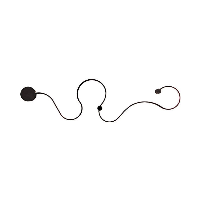 Metal Snake-Like Wall Sconce Lighting Simplicity 25.5"/50" W LED Wall Mount Lamp in Black, Warm/White Light | Kalsten
