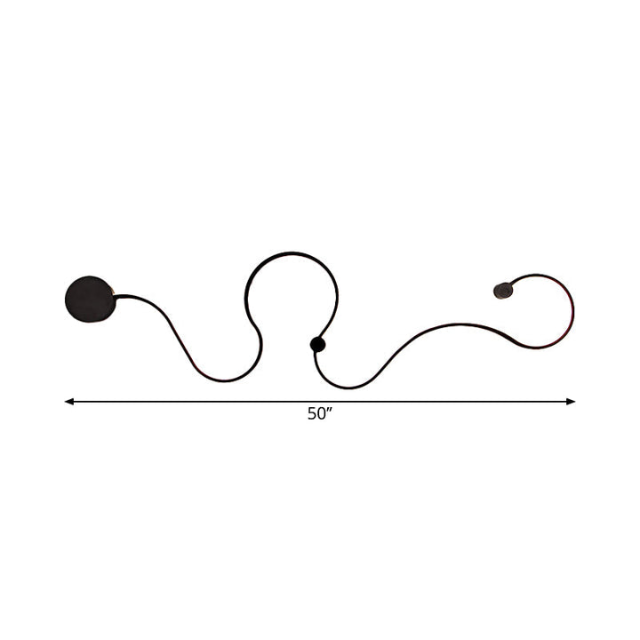 Metal Snake-Like Wall Sconce Lighting Simplicity 25.5"/50" W LED Wall Mount Lamp in Black, Warm/White Light | Kalsten