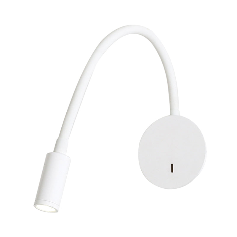 Adjustable Cylinder Reading Wall Light Contemporary Silicone and Metal LED Black/White Sconce Lamp | Kalsten