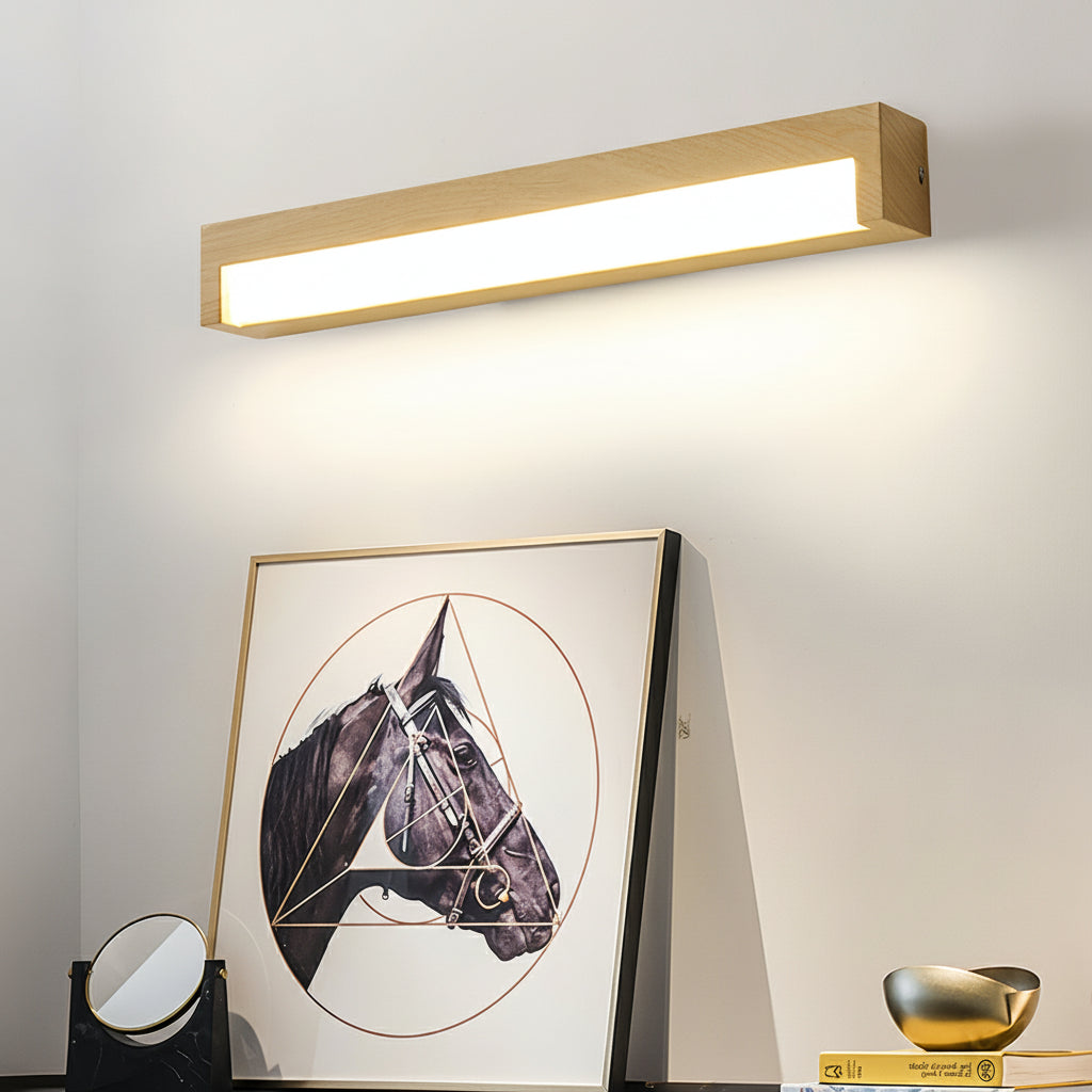LED Wall Sconce Light – Modern Minimalist Geometric Wood Grain Iron (30x10cm / 11.8x3.9in) | Kalsten