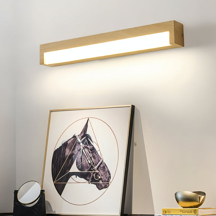 LED Wall Sconce Light – Modern Minimalist Geometric Wood Grain Iron (30x10cm / 11.8x3.9in) | Kalsten