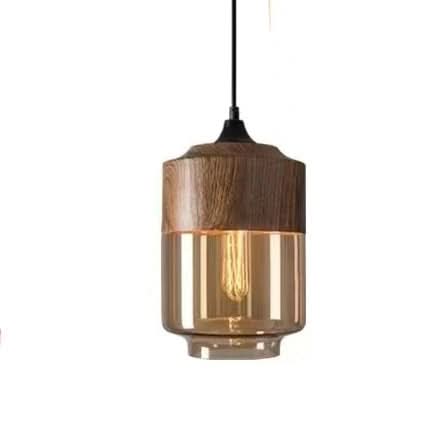 Kalsten | Hand-Blown Glass & Wood Pendant Light Adjustable