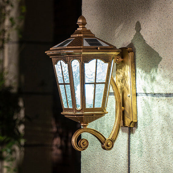 European Solar Outdoor Lantern Aluminum Glass Waterproof 1-Light Wall Sconce Lamp | Kalsten