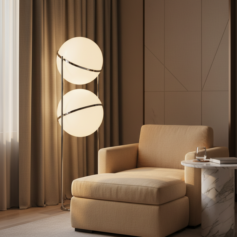 Orbis Chrome-Frame Floor Lamp