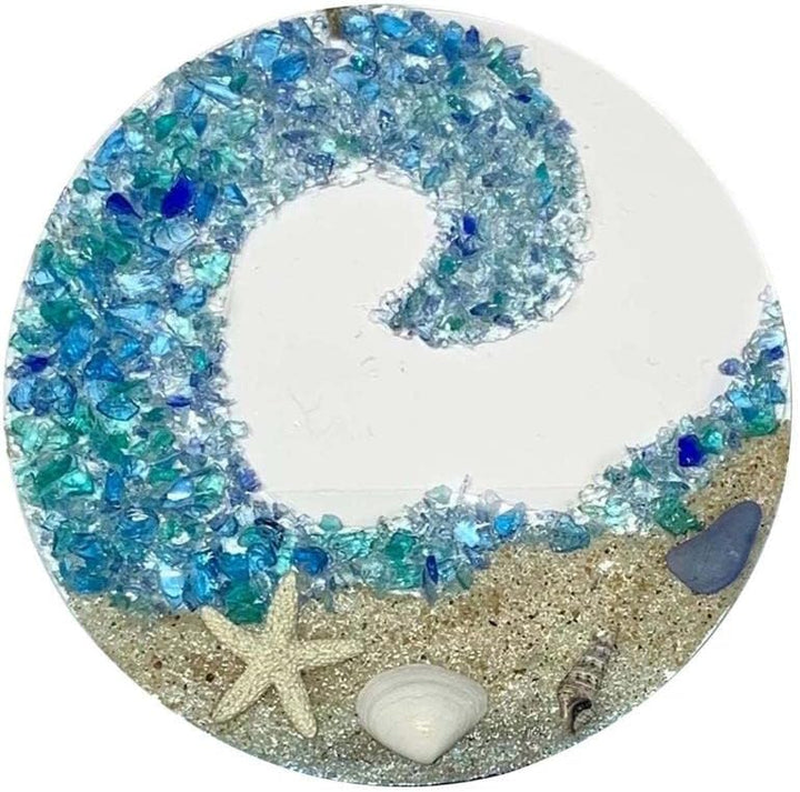 Kalsten | Sea glass sun catcher - Ocean breaking wave beach ornament