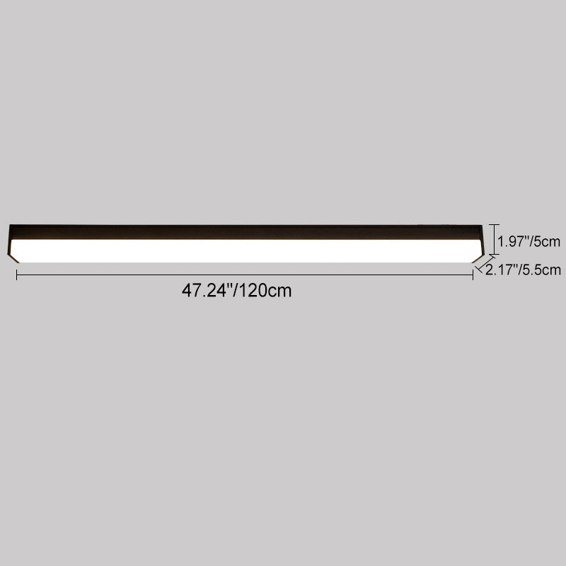Modern Minimalist Long Rectangle Aluminum PC LED Flush Mount Ceiling Light For Outdoor Patio | Kalsten