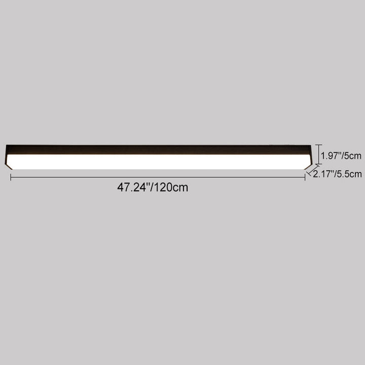 Modern Minimalist Long Rectangle Aluminum PC LED Flush Mount Ceiling Light For Outdoor Patio | Kalsten