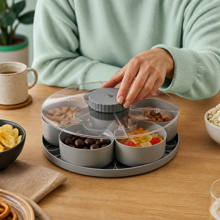 ServeSpin rotating tray with compartments | Kalsten