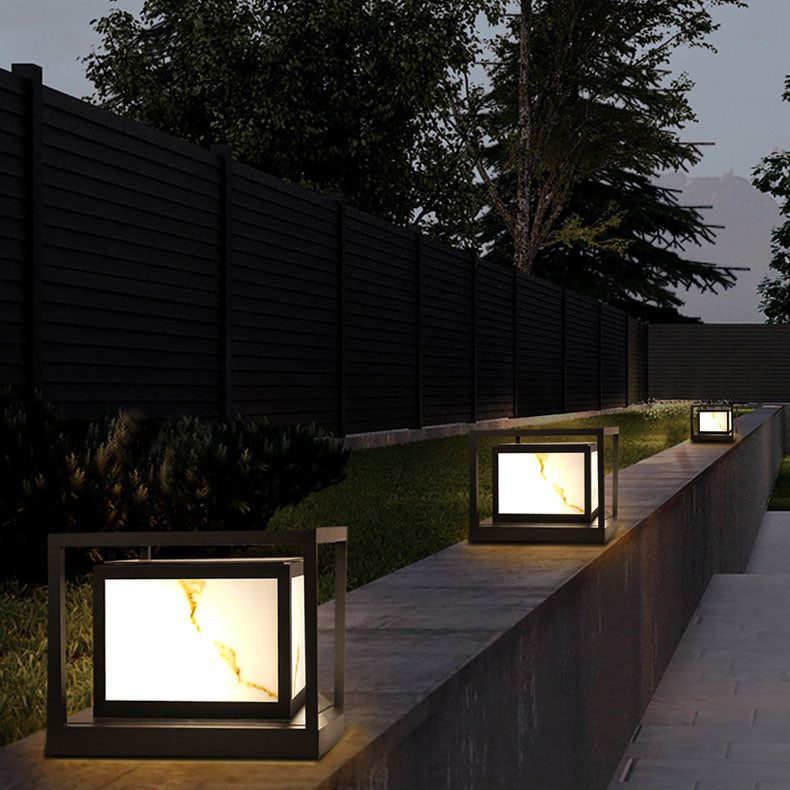 Modern Solar Square Chinese Outdoor Column Head Light LED Lawn Landscape Light | Kalsten