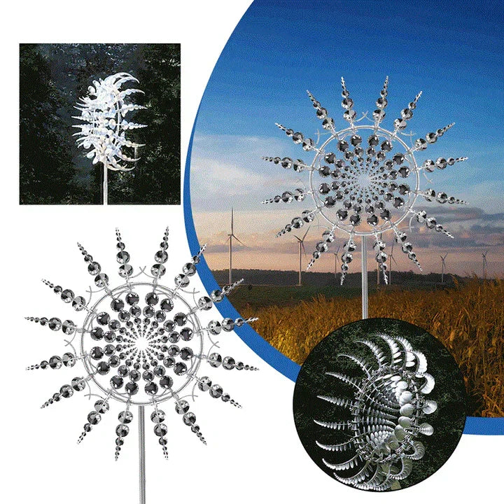 Kalsten | Garden Wind Spinner Sculpture in Silver Metal