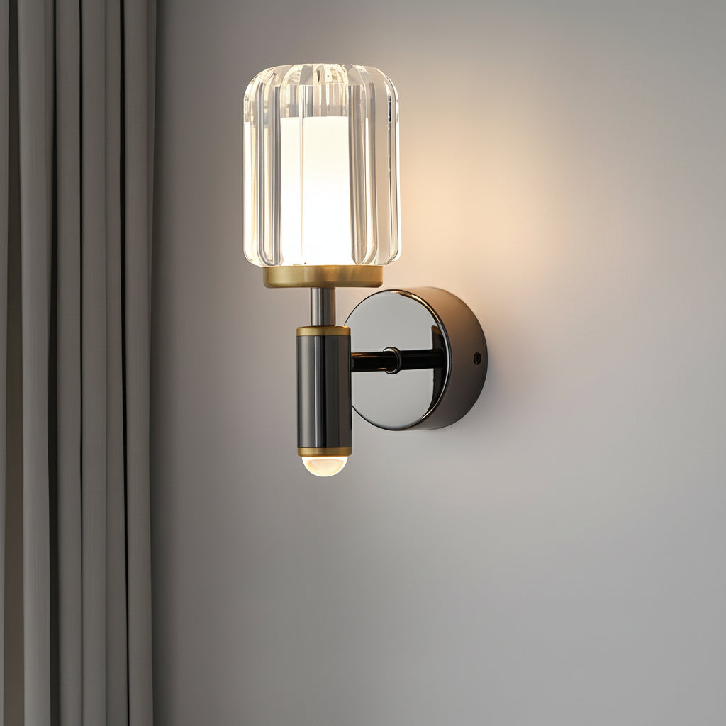 LED Wall Sconce Light – Modern Clear Acrylic Crystal Aluminum (22x15cm / 8.7x5.9in) | Kalsten
