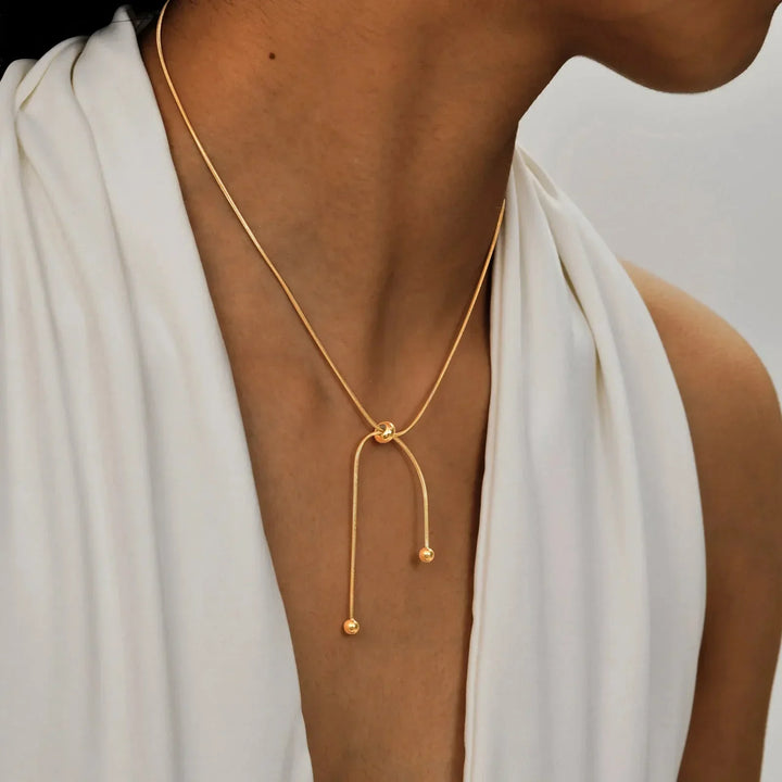 Kalsten | 18k Adjustable Tassel Snake Chain Necklace