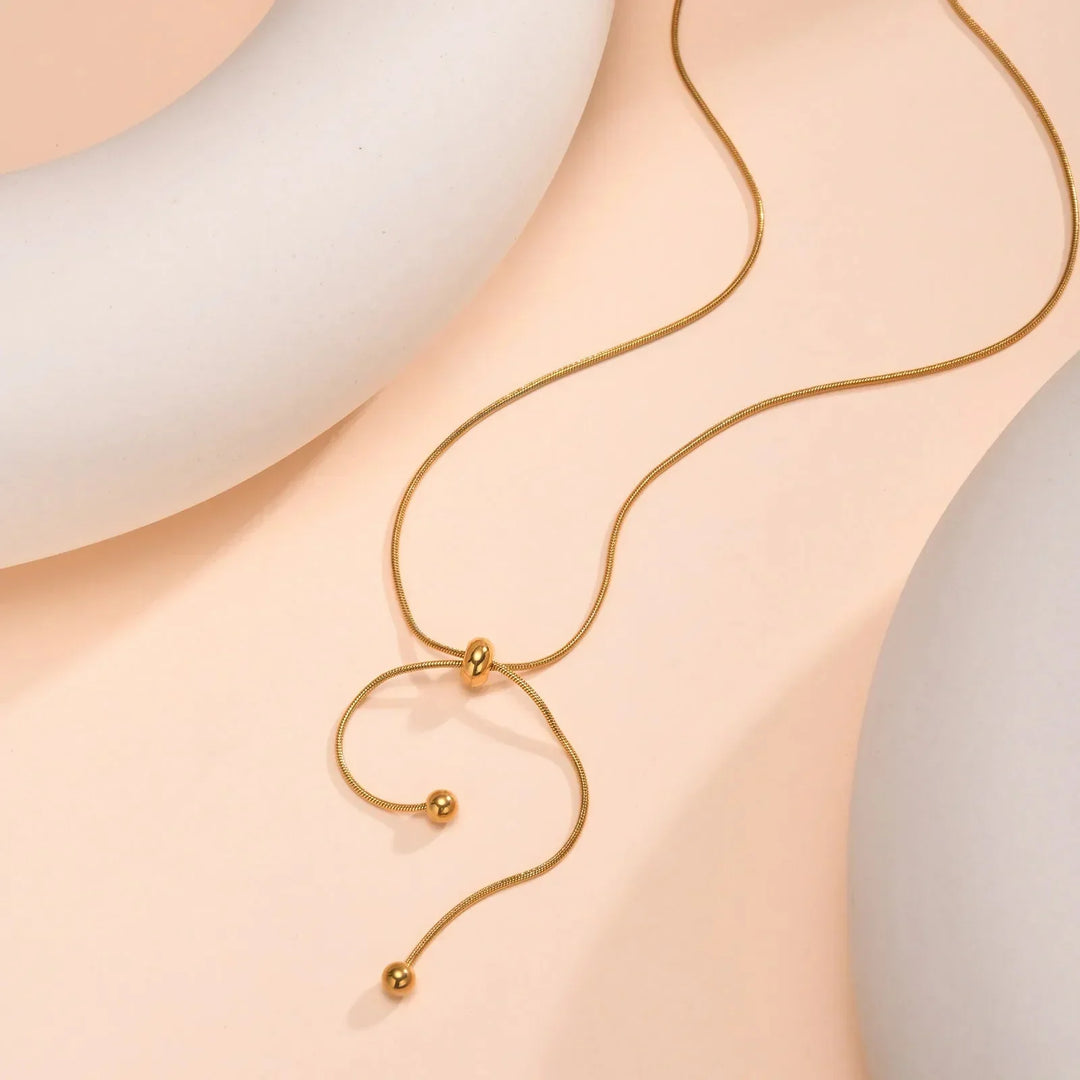Kalsten | 18k Adjustable Tassel Snake Chain Necklace