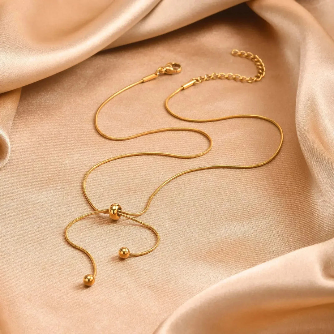 Kalsten | 18k Adjustable Tassel Snake Chain Necklace