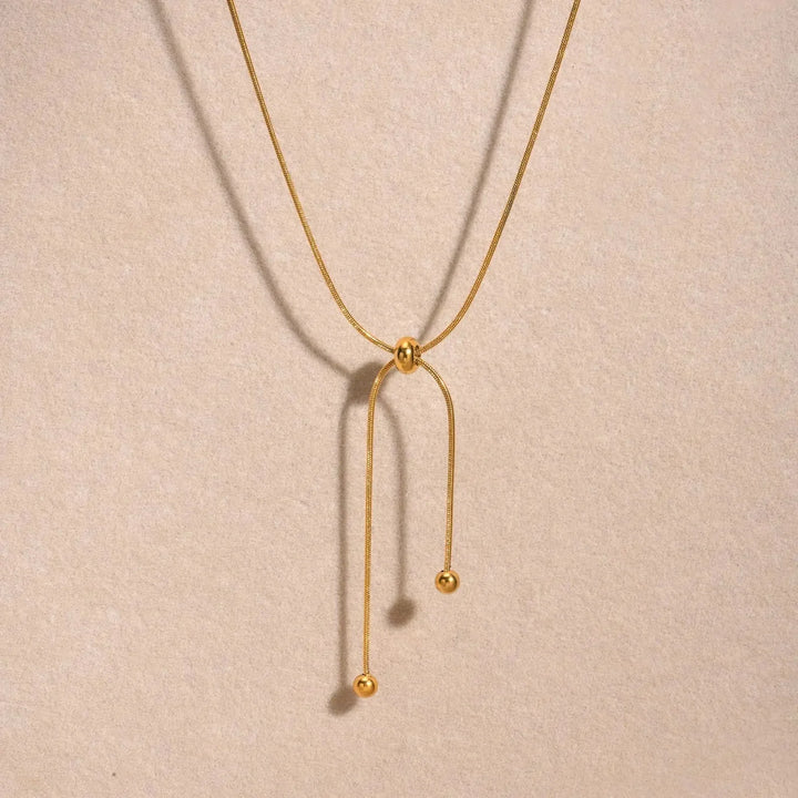 Kalsten | 18k Adjustable Tassel Snake Chain Necklace