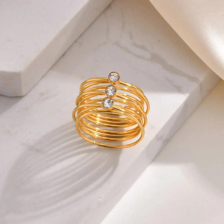Kalsten | 18k Multi Layered Triple Diamond Rings