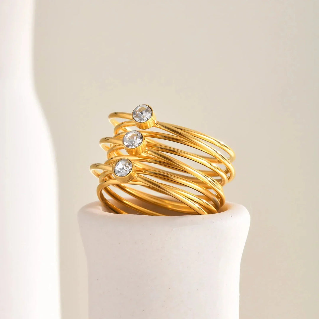 Kalsten | 18k Multi Layered Triple Diamond Rings