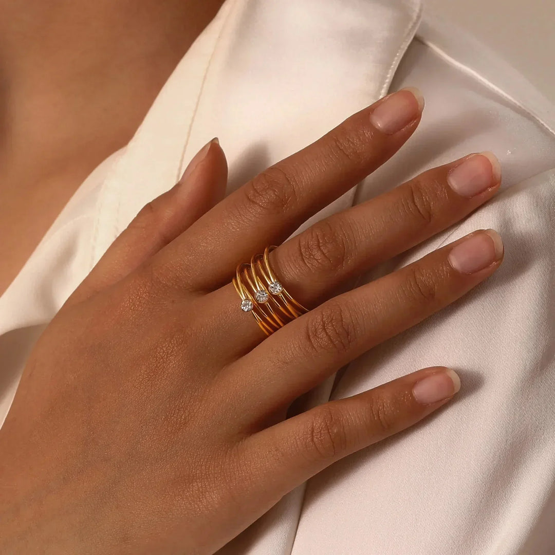 Kalsten | 18k Multi Layered Triple Diamond Rings