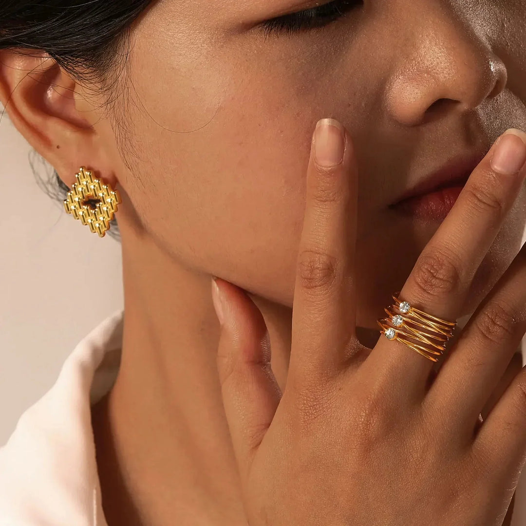 Kalsten | 18k Multi Layered Triple Diamond Rings