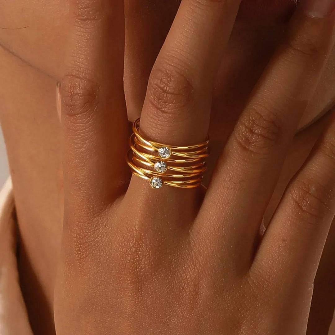 Kalsten | 18k Multi Layered Triple Diamond Rings