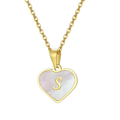 Skanto | 18k Pearl Heart Initial Necklace