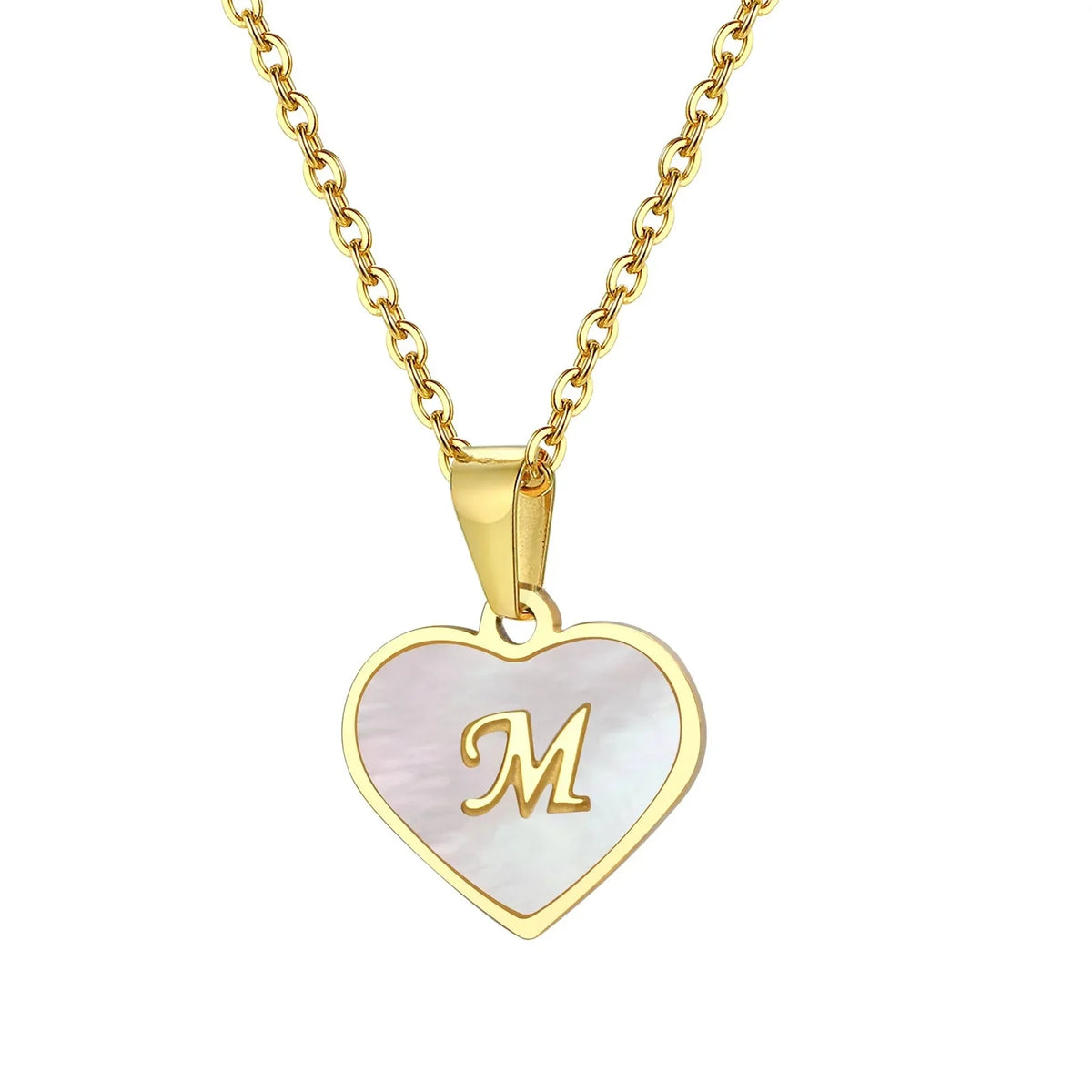 Skanto | 18k Pearl Heart Initial Necklace