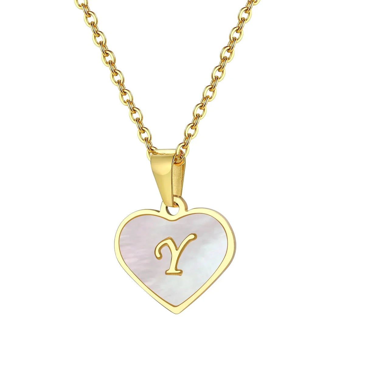 Skanto | 18k Pearl Heart Initial Necklace