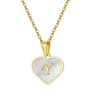 Skanto | 18k Pearl Heart Initial Necklace
