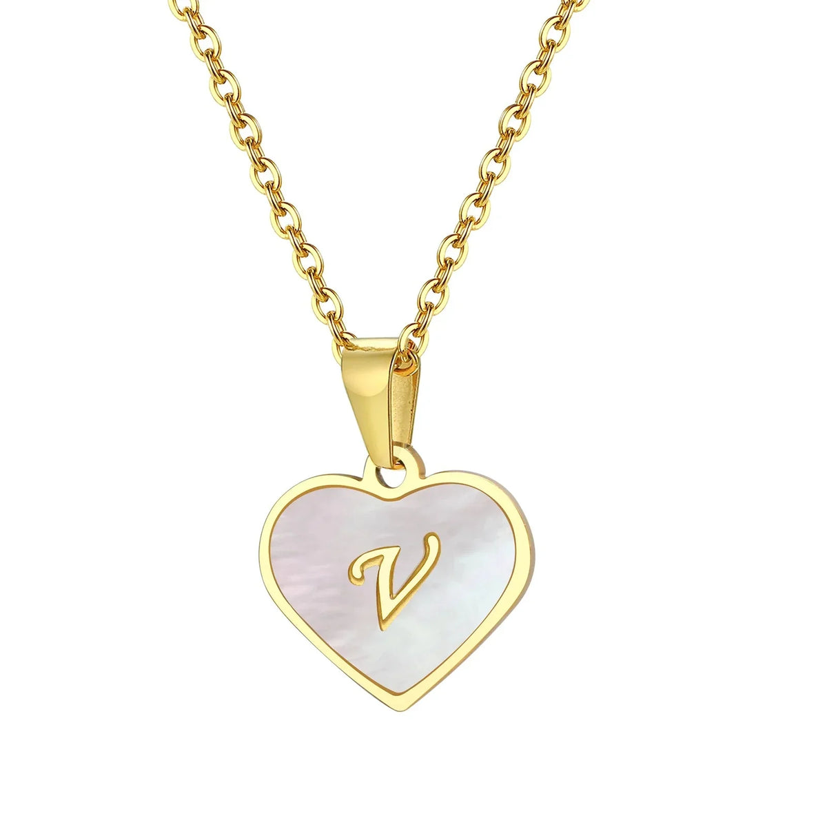 Skanto | 18k Pearl Heart Initial Necklace