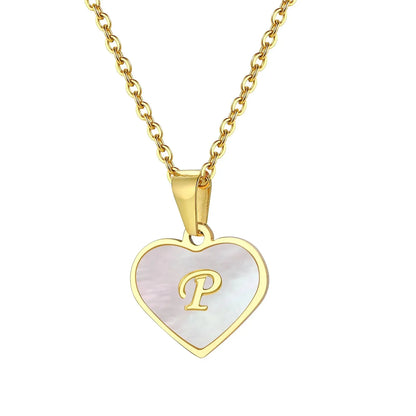 Skanto | 18k Pearl Heart Initial Necklace