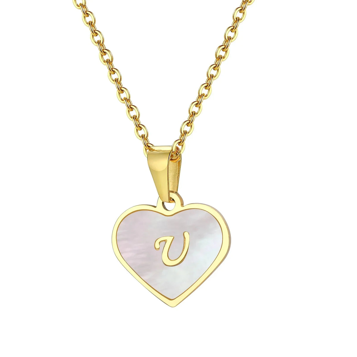 Skanto | 18k Pearl Heart Initial Necklace