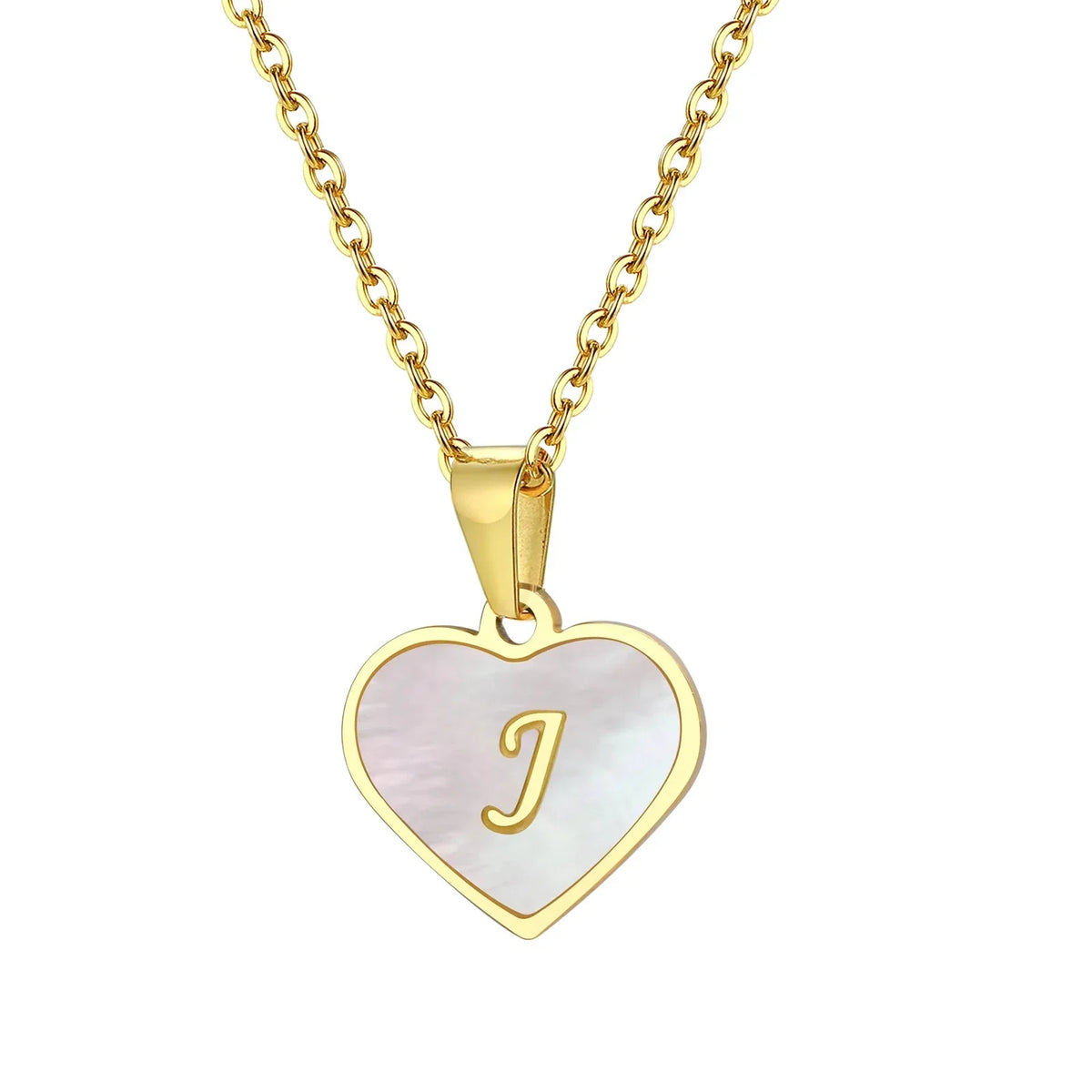 Skanto | 18k Pearl Heart Initial Necklace