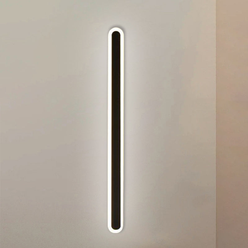 Elongated Bar Bedroom Flush Wall Sconce Acrylic 16"/23.5"/31.5" W LED Nordic Wall Lamp in Warm/White Light, Black/White | Kalsten