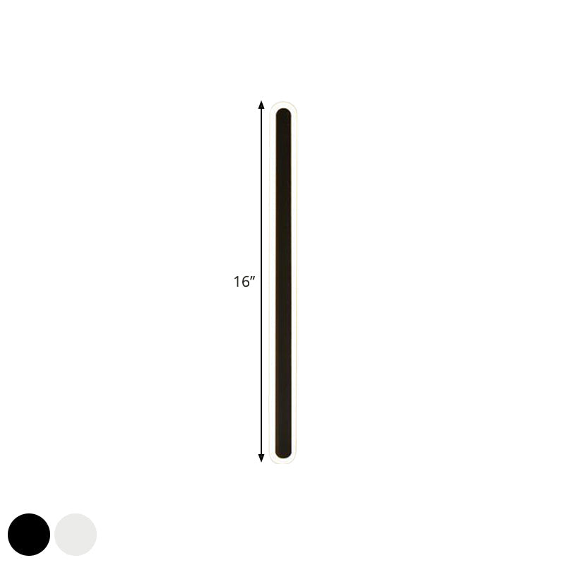 Elongated Bar Bedroom Flush Wall Sconce Acrylic 16"/23.5"/31.5" W LED Nordic Wall Lamp in Warm/White Light, Black/White | Kalsten