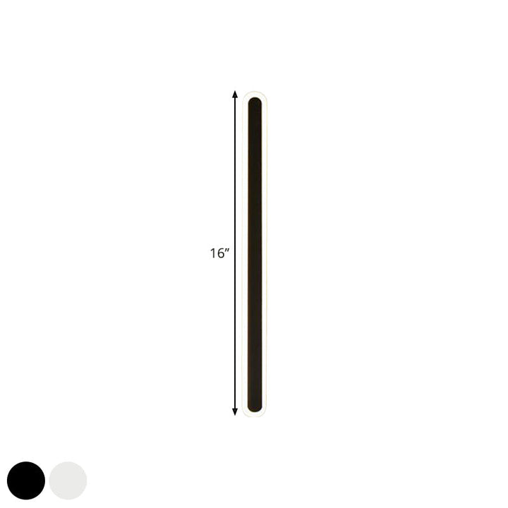 Elongated Bar Bedroom Flush Wall Sconce Acrylic 16"/23.5"/31.5" W LED Nordic Wall Lamp in Warm/White Light, Black/White | Kalsten