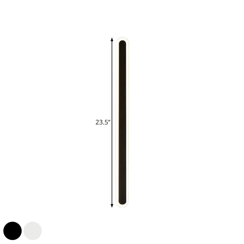 Elongated Bar Bedroom Flush Wall Sconce Acrylic 16"/23.5"/31.5" W LED Nordic Wall Lamp in Warm/White Light, Black/White | Kalsten