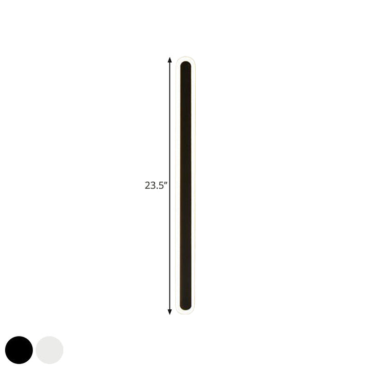 Elongated Bar Bedroom Flush Wall Sconce Acrylic 16"/23.5"/31.5" W LED Nordic Wall Lamp in Warm/White Light, Black/White | Kalsten