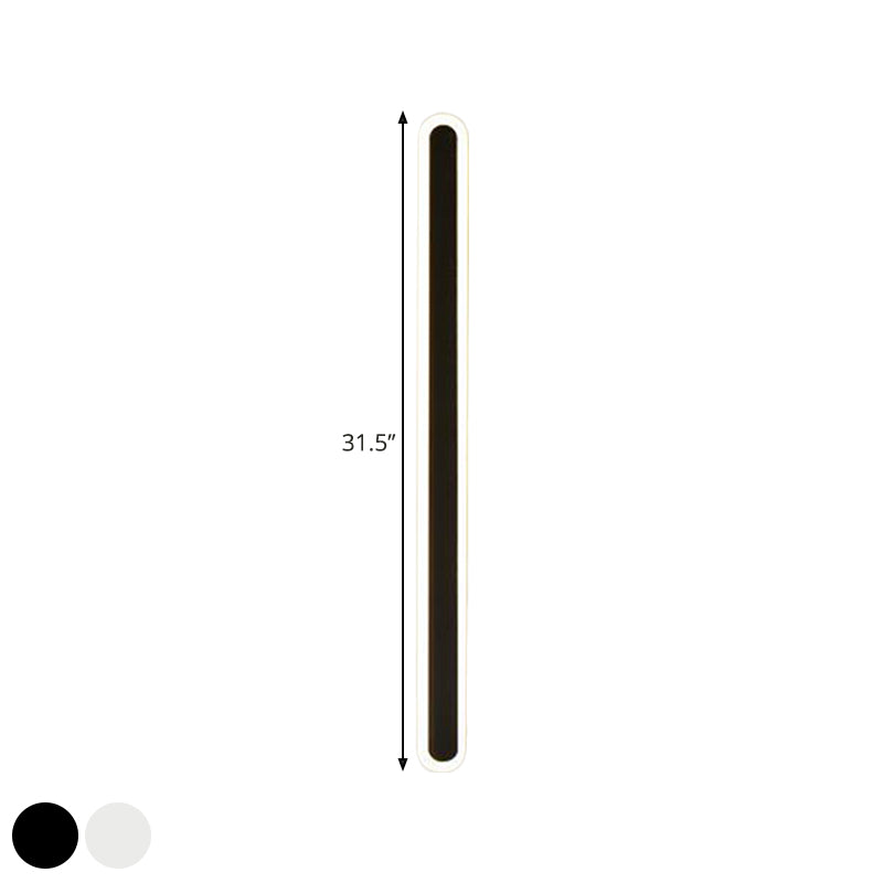 Elongated Bar Bedroom Flush Wall Sconce Acrylic 16"/23.5"/31.5" W LED Nordic Wall Lamp in Warm/White Light, Black/White | Kalsten