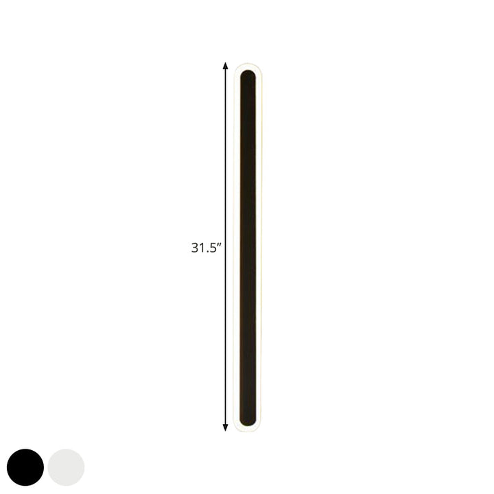 Elongated Bar Bedroom Flush Wall Sconce Acrylic 16"/23.5"/31.5" W LED Nordic Wall Lamp in Warm/White Light, Black/White | Kalsten