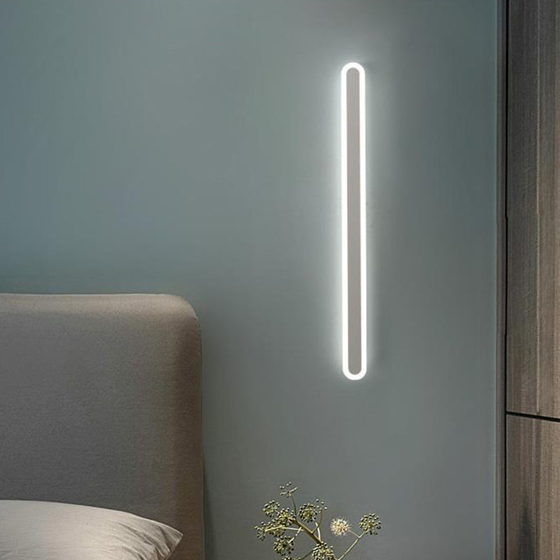 Elongated Bar Bedroom Flush Wall Sconce Acrylic 16"/23.5"/31.5" W LED Nordic Wall Lamp in Warm/White Light, Black/White | Kalsten